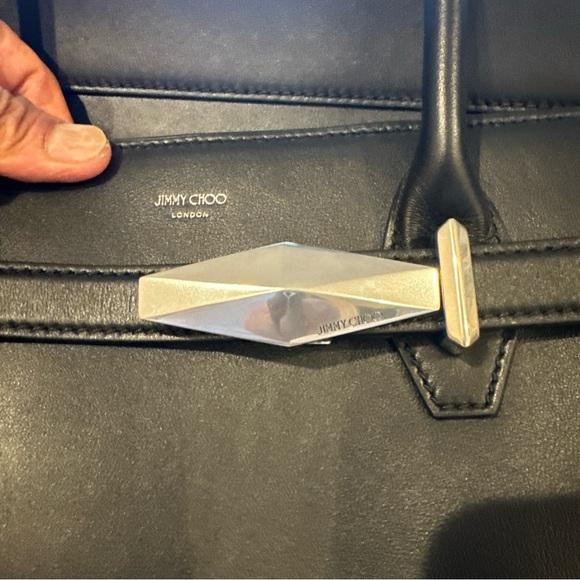 Jimmy Choo Diamond Cinch Top Handle Black Handbag - Picture 9 of 16